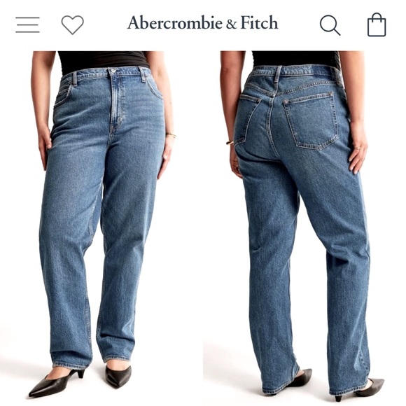 Abercrombie & Fitch The '90s Straight Ultra High Rise Curve Love Jeans 35 20 S - Picture 1 of 16